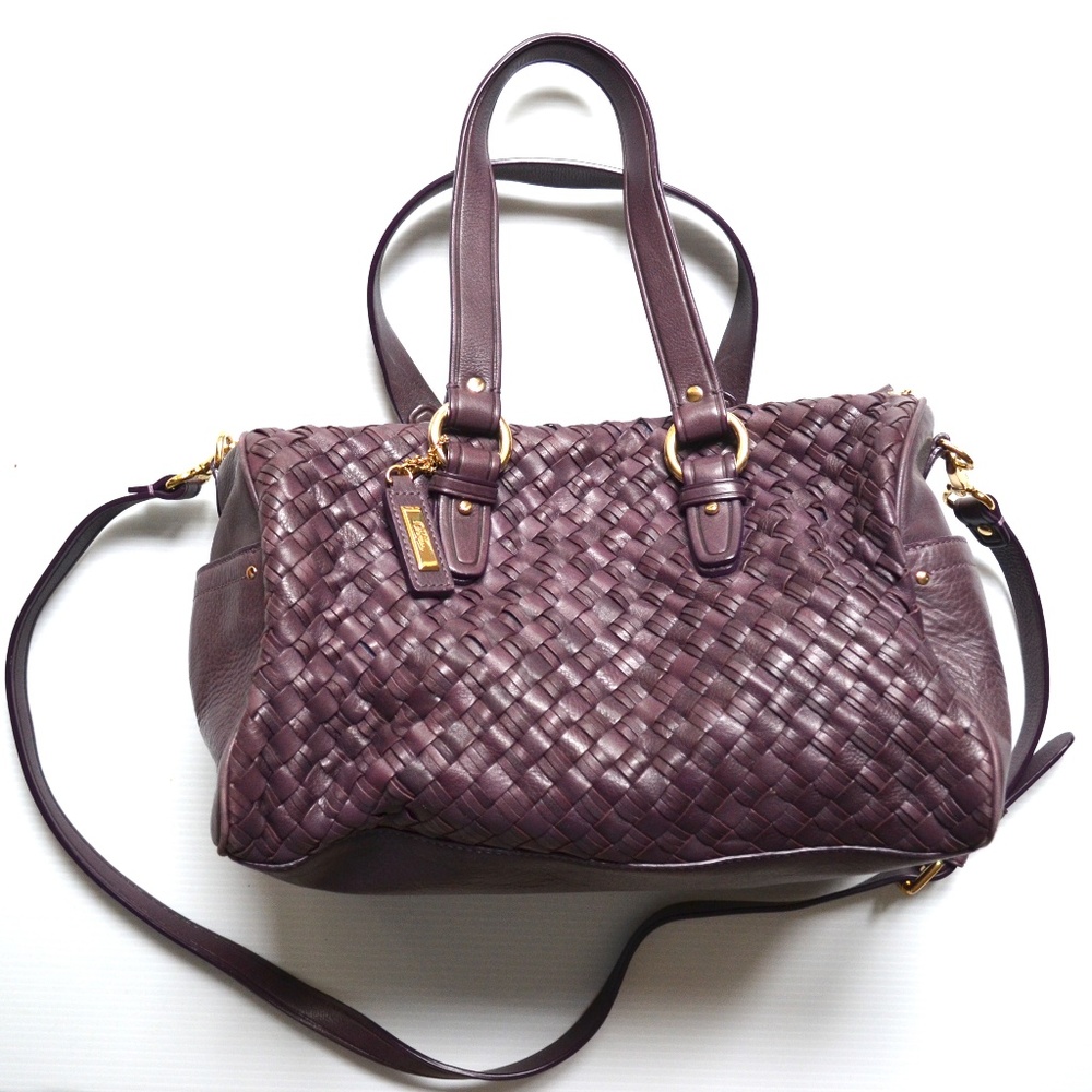 Cole Haan Purple Heritage Weave Leather Satchel